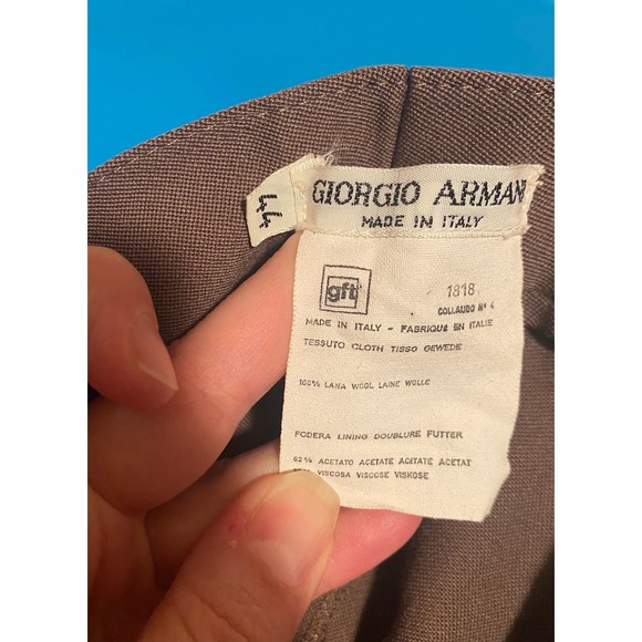 size 26/27 vintage 90s Mocha GIORGIO ARMANI high waisted TROUSERS designer pants - Picture 10 of 10
